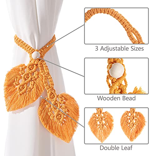 2 Pack Boho Curtain Tiebacks, Orange - color: S3