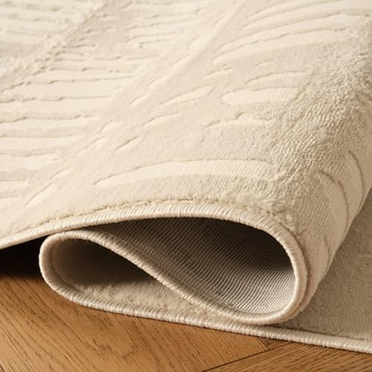 Revival Rugs Shell 7'x9' Area Rugs - Washable, Medium Pile, Beige, Cream - color: Beige/Cream, size: 6'7" x 9' (Rectangular)