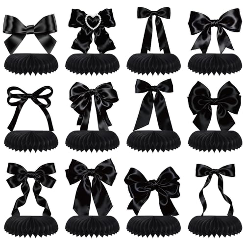 NatNarr Black Bow Party Honeycomb Centerpieces Bow Table Centerpieces - style: Black Bow