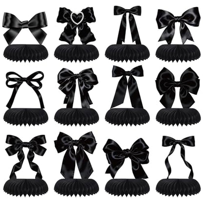 NatNarr Black Bow Party Honeycomb Centerpieces Bow Table Centerpieces - style: Black Bow