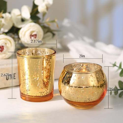 Volens Gold Party Decorations 72pcs, Assorted Glass Votive Candle Holders - color: Gold--(36pcs+36pcs)