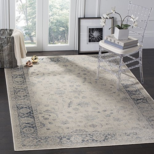 SAFAVIEH Vintage Collection Accent Rug - 3'3" x 5'7", Stone & Blue, Oriental Distressed Viscose Design, Ideal for High Traffic Areas in Entryway, Living Room, Bedroom (VTG120-7440) - color: Stone/Blue, size: 3'3" x 5'7" (Rectangular)