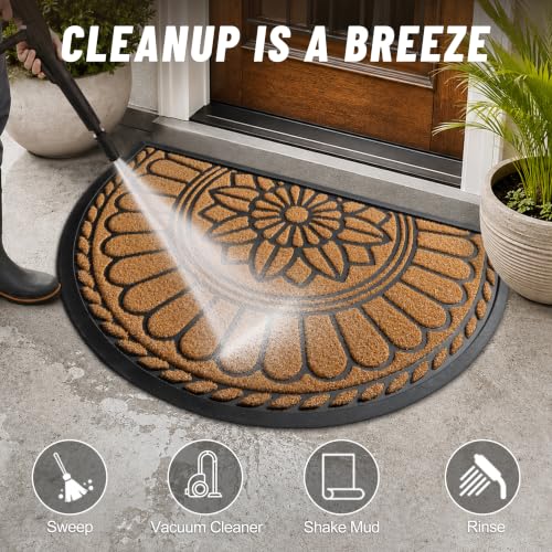 Mibao Half Round Door Mat, 47"x32", Yellow, Semicircular Entrance - color: Yellow, size: 2'8" x 3'11" (Semicircular)