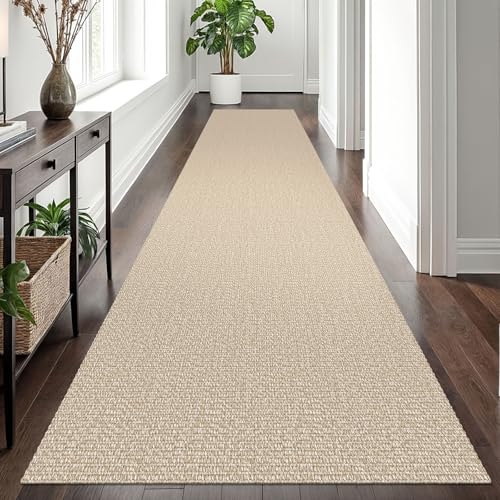 EARTHALL Washable Runner Rug, Non Slip Hallway Runner, 3x12 Ft, Sand/Beige - color: Sand/Beige, size: 3' x 12' (Rectangular)