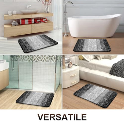 OLANLY Small Bathroom Rugs 24x16, Extra Soft Absorbent Microfiber Bath Rugs - color: Black, size: 24" X 16"