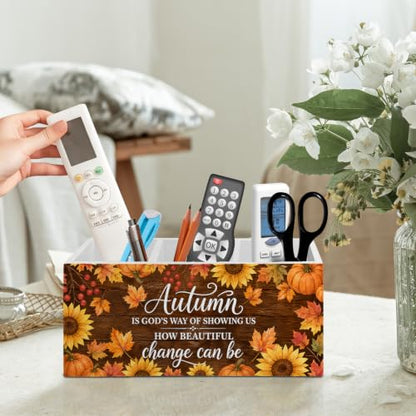 Christian Fall Pumpkin Pen Pencil Holder Organizer for Desk - color: Fall 01