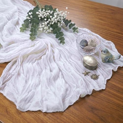 10 Pack White Cheesecloth Table Runner 17 x 108 Inch - color: White, size: 10Pcs - 9 Ft