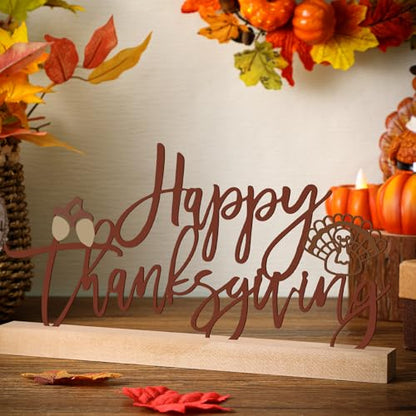 Yaocom 13.78 in Happy Thanksgiving Table Sign Metal Turkey Centerpiece - style: Thanksgiving