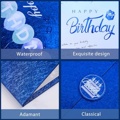 Crenics Blue Birthday Guest Sign in Book Alternative 18" x 12" - color: Blue