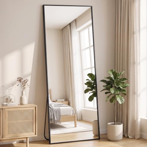 NEWBULIG Full Length Floor Mirror 65"x24", Body Standing Mirror - color: Black-rect, size: 65"L x 24"W