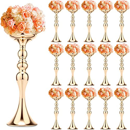 Sadnyy 16 Pcs Gold Metal Flower Vase, 15 Inch Wedding Table Centerpieces - color: Gold, size: 15 Inch