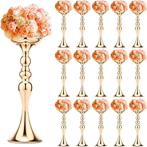 Sadnyy 16 Pcs Gold Metal Flower Vase, 15 Inch Wedding Table Centerpieces - color: Gold, size: 15 Inch