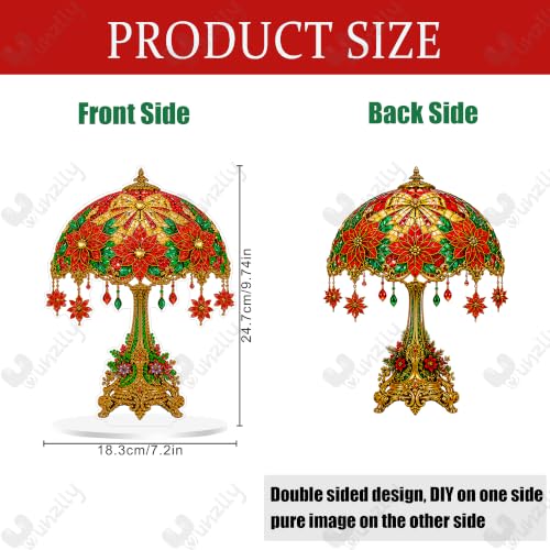 Yunzlly Stand Up Diamond Art Painting Kit, Desktop Gem Painting Ornament Kit for Adults, Tabletop Acrylic Diamond Board Painting (Christmas Lamp) - color: Christmas Lamp