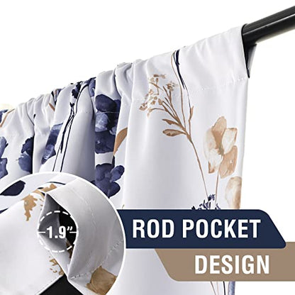H.VERSAILTEX 100% Blackout Curtains 63 Inches for Kitchen, Navy/Taupe - color: Navy/Taupe, size: 52"W x 63"L (Pack of 2)