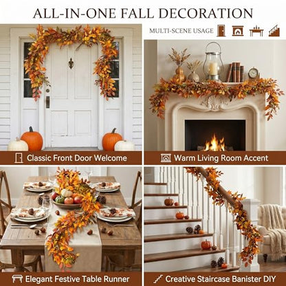 Montekin 6ft Artificial Thick Fall Berry Garland with Floral Flowers
