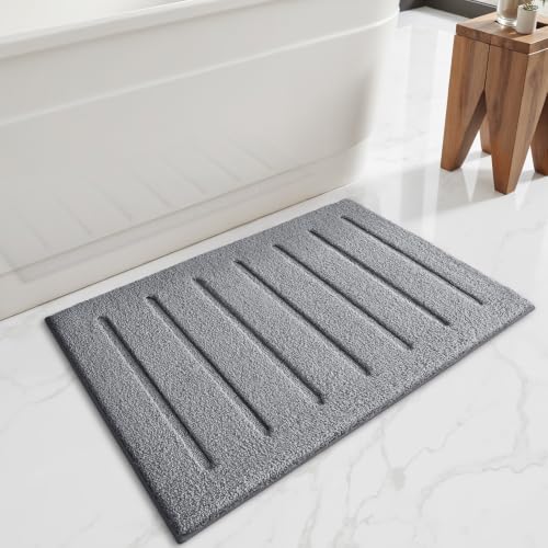 LUMI Ultra Soft Bathroom Rugs Absorbent, Non Slip Bath Mat 16x24, Grey - color: Grey, size: 16" X 24"