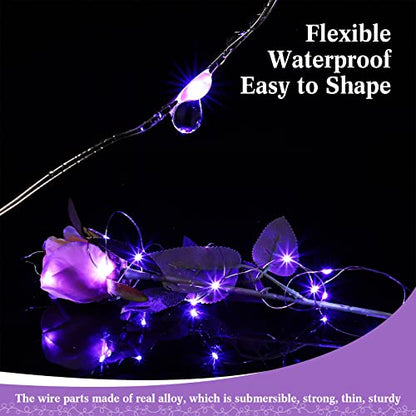 Hortsun 100 Pack Battery Operated Fairy Lights 7 ft 20 LED, Purple - color: Purple Light