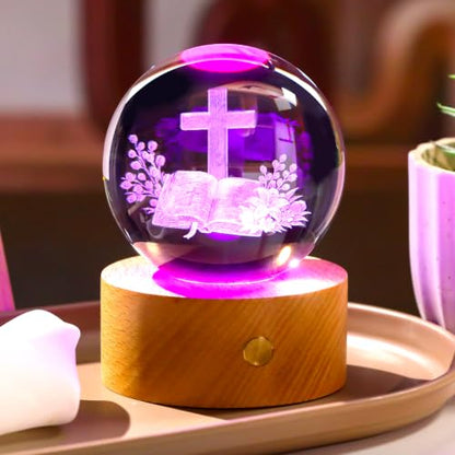 Ornalrist 3D Christian Gifts 3.15in Crystal Ball Religious Cross for Her - color: Cross Chritian