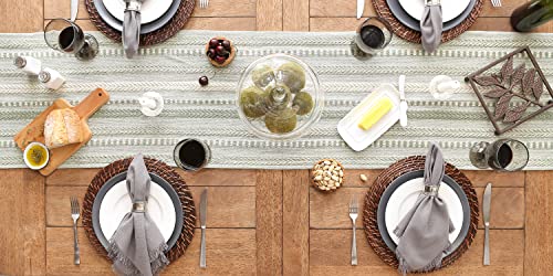 DII Braided Stripe Table Runner, 15x72 with 2.5" Fringe, Artichoke Green - size: 15x72" (15x77", Fringe Included)