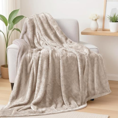 Exclusivo Mezcla Fuzzy Large Fleece Throw Blanket for Couch, Camel - color: Camel, size: 50x70 IN