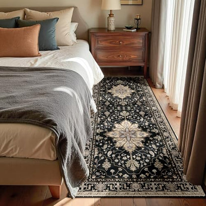 RELEANY Washable Area Rug, Runner 3'x6', Black/Neutral - color: Black/Neutral, size: 3' x 6' (Rectangular)