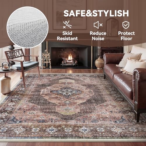 Pink Brown 5x7 Area Rugs for Bedroom Living Room Rug Girl Nursery Rug for Study Room Dining Room Rugs Carpet Washable Easy Care Non Slip Soft - color: Pink/Caramel, size: 5' x 7' (Rectangular)
