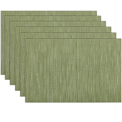 SHACOS Placemats Set of 6 Woven Vinyl Place Mats for Dining Table Wipe Clean Non Slip Christmas Table Mats (6, Olive Green) - color: Olive Green, size: Set of 6