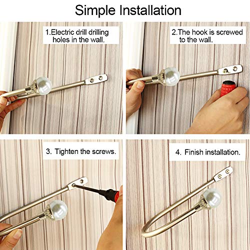 COCIVIVRE 2 Pack Curtain Holdbacks Wall Mounted Curtain Tiebacks Hooks - color: Gold, size: 2 Pack