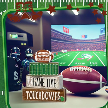 Yuntau 4 Pcs Fall Football Table decoration Centerpieces Wooden Blocks sign - style: Football