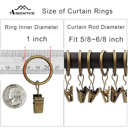 100 Pack Metal Curtain Rings with Clips, 1 in ID, Bronze - color: Bronze, size: 1" I D 100 Pack
