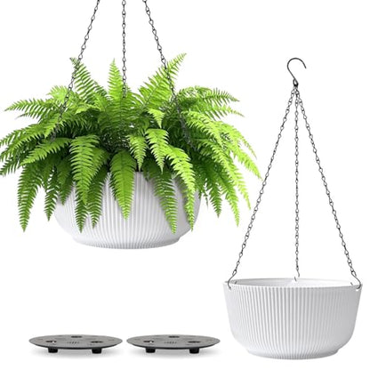 T4U Hanging Planters for Indoor Outdoor, 10 Inch Self Watering Pots, 2 Pack - size: 10 inch