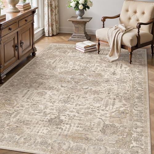 HUGEAR 5x7 Beige Vintage Distressed Washable Area Rug for Living Room - color: C| Beige, size: 5' x 7' (Rectangular)