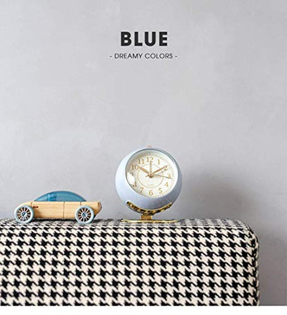 SHISEDECO Small Tableclocks Classic Non-Ticking Tabletop Alarm Clock,Blue - color: Blue