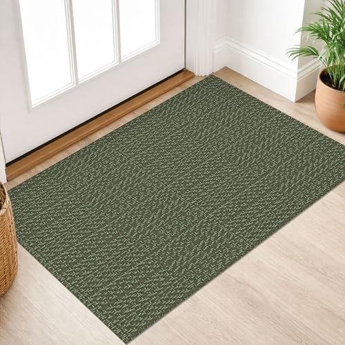 IOHOUZE Small Area Rug 2x3 Washable Woven Rugs for Entryway Non Slip Rubber Backed Front Door Rugs Indoor Doormat Throw Rug Floor Carpet for Entrance Kitchen, Olive Green/Dusty Green - color: Olive Green/Dusty Green, size: 2' x 3' (Rectangular)