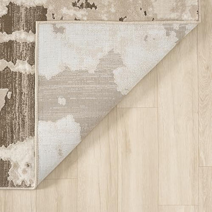 Abani Terra Area Rug for Living Room, Bedroom - Abstract Pattern - Brown Cream - 4' x 6' - Durable & Easy to Clean - color: Cream, size: 4' x 6' (Rectangular)