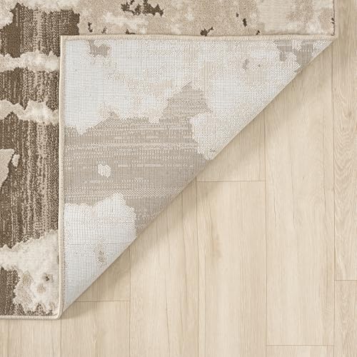 Abani Terra Area Rug for Living Room, Bedroom - Abstract Pattern - Brown Cream - 5' x 8' - Durable & Easy to Clean - color: Cream, size: 5'3" x 7'6" (Rectangular)