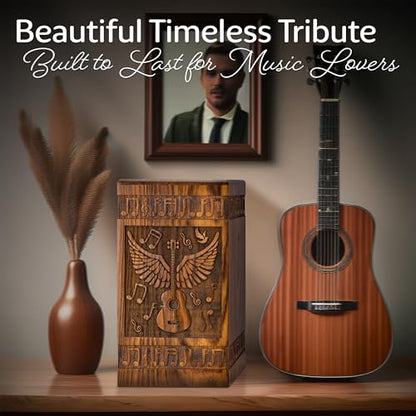 Guitar Wings Wooden Urn for Human Ashes, Medium 115 Cu in, Rosewood - color: Rosewood, size: Medium (115 Cu In, to 115 lb)