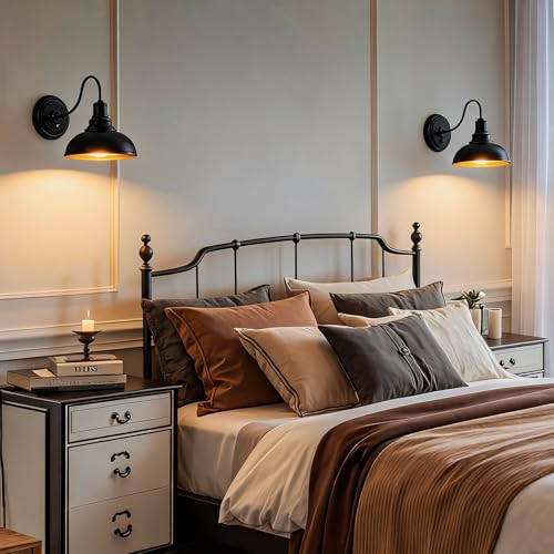 Lightess Wall Sconce with Switch Dimmable Wall Mounted Bedside Lamps 2 Pack - color: 2 Pack-Black Switch