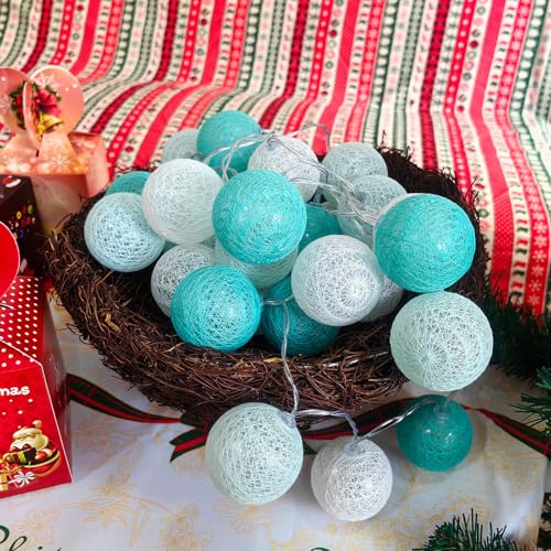 3M/10Ft 30 Blue White Ball LED Battery Operated String Fairy Light - color: Blue White