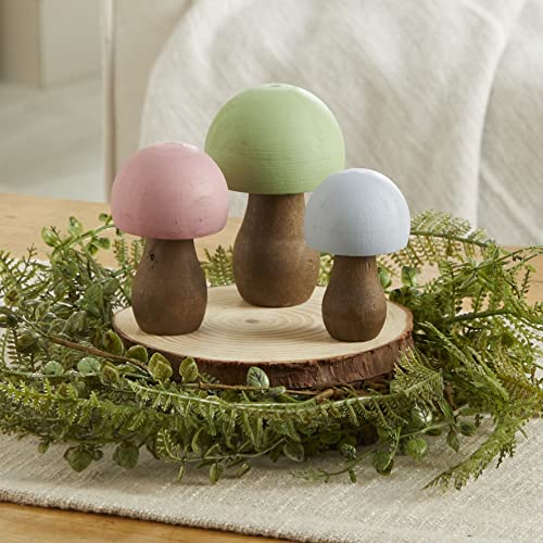 Your Heart's Content Wood Mushrooms, Set of 3 (Pastel Paint 3) - color: Pastel 3