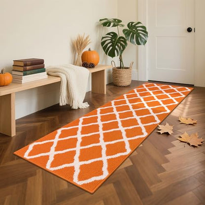 SHACOS Fall Runner Rug 2x6 ft Dirt Trapping Hallway Kitchen Rug Runner - color: Orange, size: 2' x 6'