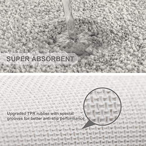 VANZAVANZU Bath Mats Non Slip Ultra Soft Absorbant Microfiber Fluffy Thick Bathroom Rugs Machine Washable (20"x32", Light Gray) - color: Light Gray, size: 20"x32"