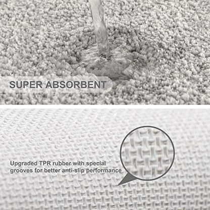 VANZAVANZU Bath Mats Non Slip Ultra Soft Absorbant Microfiber Fluffy Thick Bathroom Rugs Machine Washable (20"x32", Light Gray) - color: Light Gray, size: 20"x32"