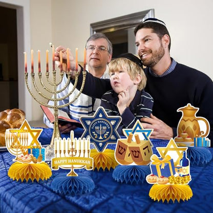 Hanukkah Table Decorations, 10Pcs Chanukkah Honeycomb Centerpieces - style: Hanukkah Style