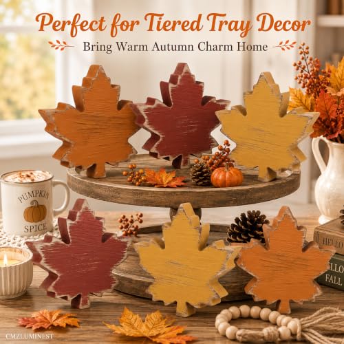 Wooden Leaves Fall Decor, 6pcs Fall Decorations for Home - style: Fall