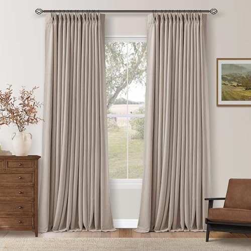 Viral Pleated Blackout Burlap 120 Inch Long Curtains Burlywood Birch - color: Burlywood Birch, size: 40"W x 120"L (Pack of 2)