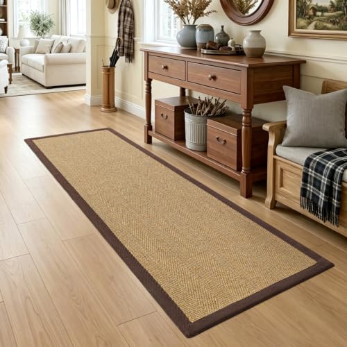 DEXI Jute Runner Rug 2'8''x8', Rug Runners for Hallways, Natural/Brown - color: Natural/Brown, size: 2'8" x 8' (Runner)