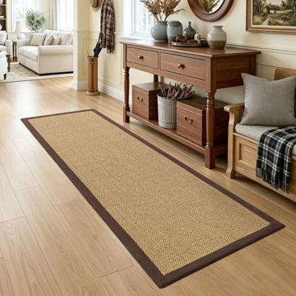 DEXI Jute Runner Rug 2'8''x8', Rug Runners for Hallways, Natural/Brown - color: Natural/Brown, size: 2'8" x 8' (Runner)
