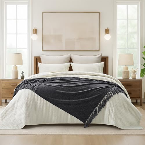 EverGrace Chenille Knit Throw Blanket for Couch, 50"x60", Iron Black - color: Iron Black, size: 50"x60"