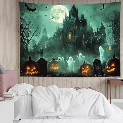HVEST Horror Halloween Tapestry Wall Hanging for Bedroom,40L x 60W Inches - color: Green, size: 40"L x 60"W